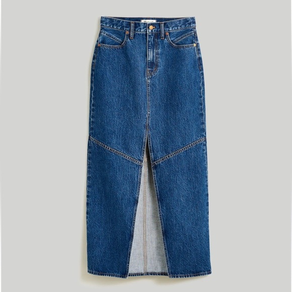 Madewell Sz 27 skirt mid rise Denim Maxi blue jean Classic Minimalist Capsule - Picture 4 of 8